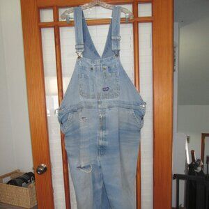 Big Smith Bib Overall Men's 50 X 32 Denim Vintage 100% Cotton Worn Torn Used